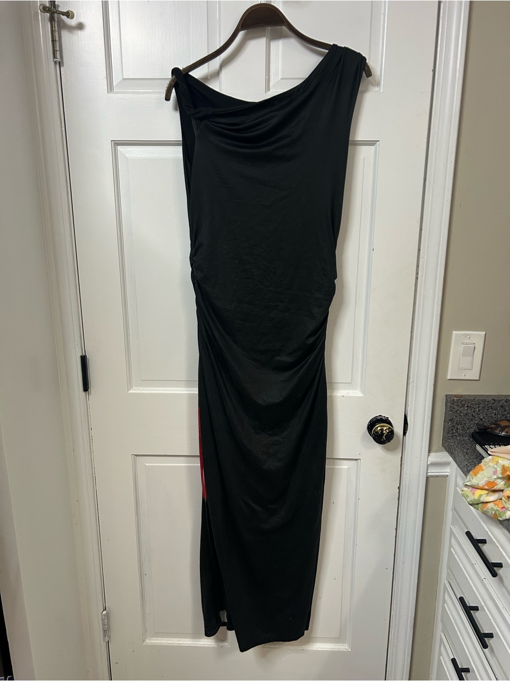 Forever 21 Black Maxi Dress with Pink-Red Floral Accents - Picture 2 of 3